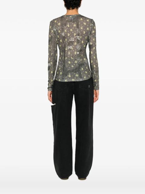 GANNI floral-print long-sleeve T-shirt - Green