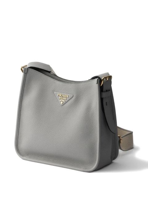 Prada logo-detail leather shoulder bag - Grey