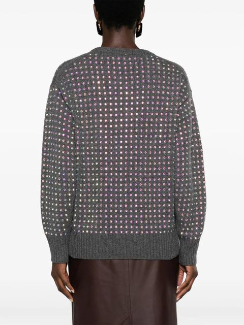 Sportmax crystal-embellished V-neck jumper - Grey