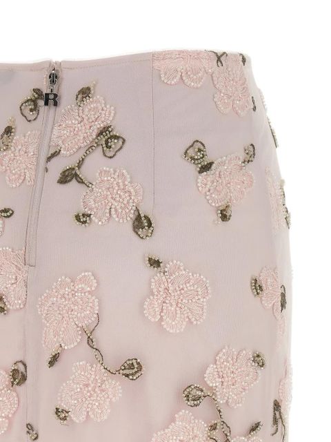 ROTATE BIRGER CHRISTENSEN beaded floral pencil skirt - Pink