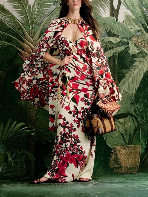Johanna Ortiz Dream Orchard floral-pattern cape - Neutrals