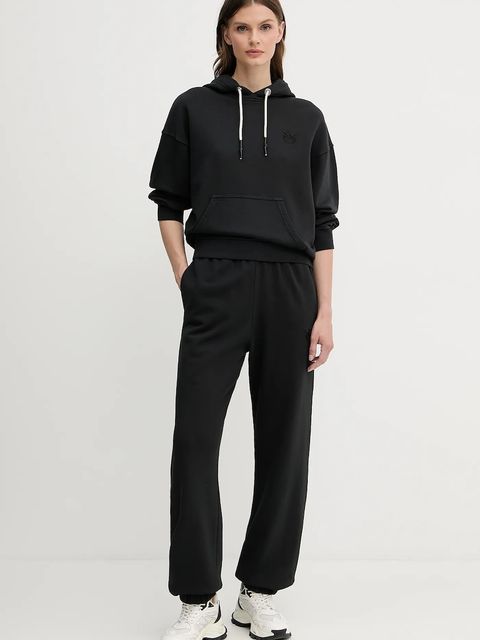 Pinko spodnie dresowe bawełniane damskie kolor czarny gładkie 105508 A2RB