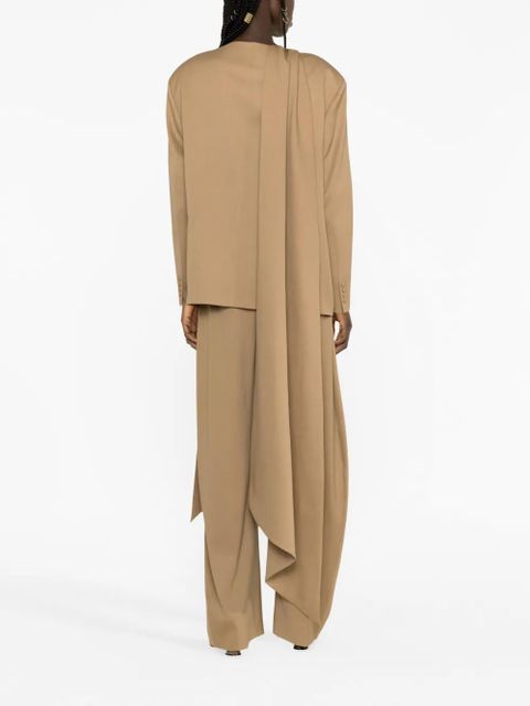 The Attico scarf-embellished single-breasted blazer - Neutrals