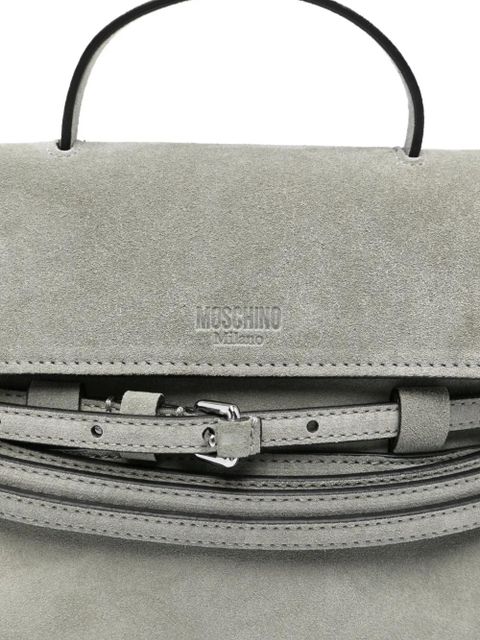 Moschino belt-details suede tote bag - Green
