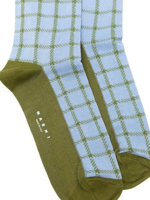Marni check logo-detail socks - Blue