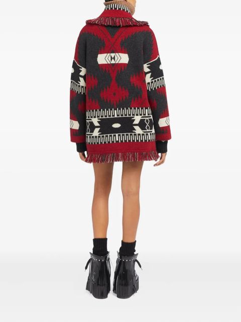 Alanui Icon-jacquard cardigan - Red