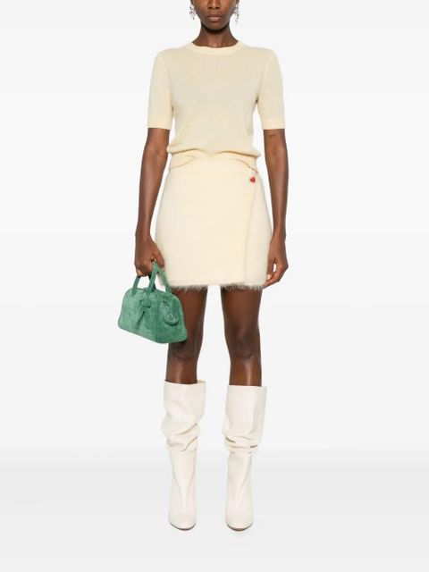 Alessandra Rich embellished wrap mini skirt - Yellow