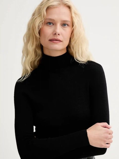 ISABELLE BLANCHE sweter wełniany damski kolor czarny lekki z golfem IS25FW-M111-F001 - zdjęcie produktu nr 2