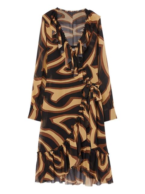 PUCCI labirinto-print ruffled dress - Neutrals