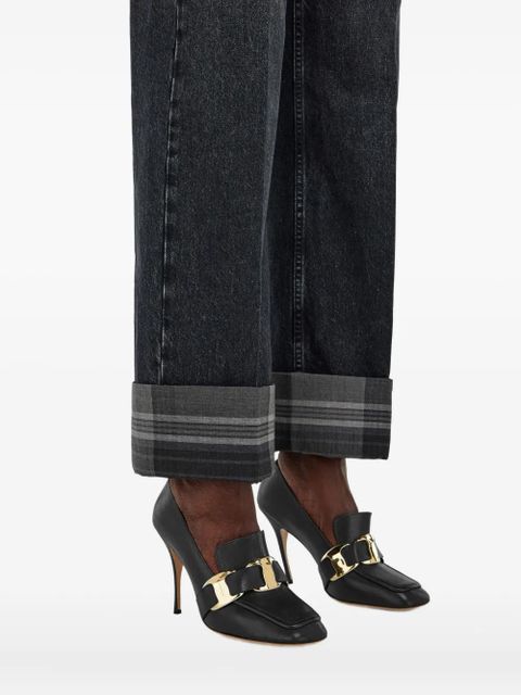Ferragamo tartan-cuffs straight-leg jeans - Black