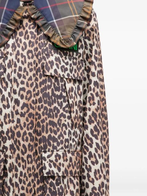 GANNI x Barbour ruffled-detail coat - Brown