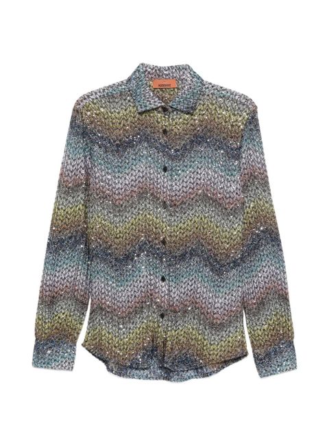 Missoni zigzag-patttern sequined shirt - Blue - zdjęcie produktu nr 1
