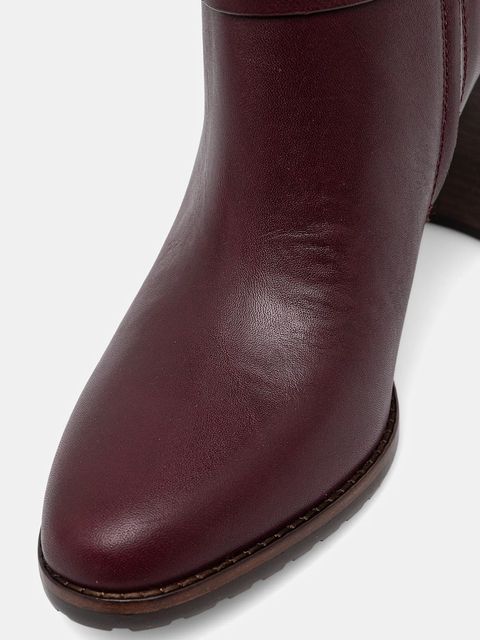 Lauren Ralph Lauren kozaki skórzane Cllns Tl Hl damskie kolor bordowy na słupku 802974386003