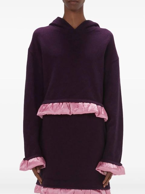 JW Anderson satin-trimmed cropped hoodie - Purple - zdjęcie produktu nr 2