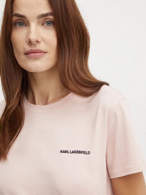 Karl Lagerfeld t-shirt bawełniany damski kolor różowy 245W1714