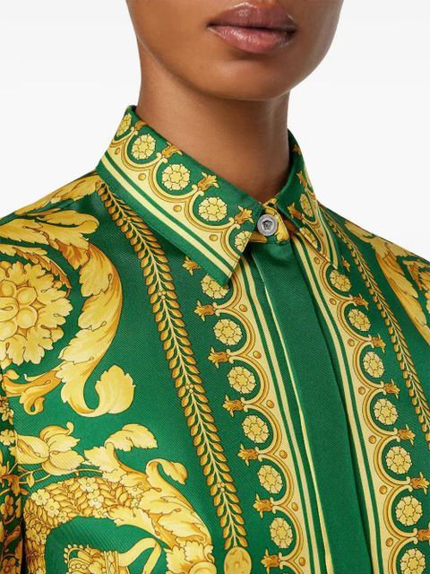 Versace barocco-print silk shirt - Green