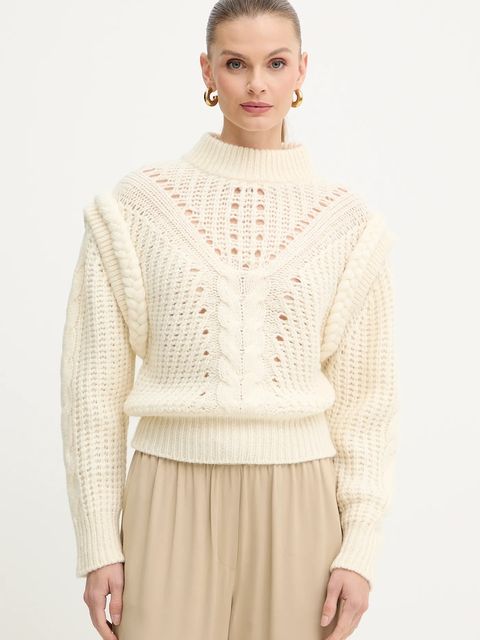 BOSS Orange sweter z dodatkiem wełny damski kolor beżowy 50548951 - zdjęcie produktu nr 1