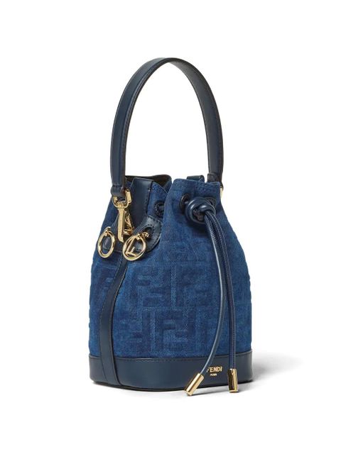FENDI Mon Tresor logo-detail bucket bag - Blue