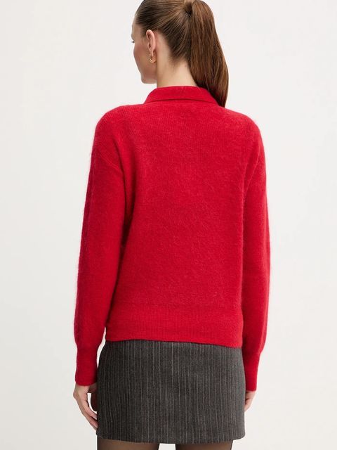 Marella sweter z dodatkiem wełny damski kolor czerwony 2523366374200