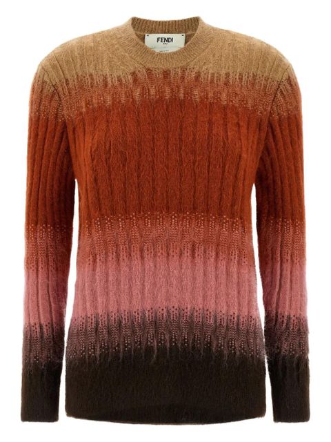 FENDI ribbed logo-embroidered knit sweater - Brown - zdjęcie produktu nr 1