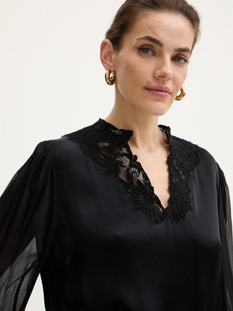 Twinset bluzka damska kolor czarny gładka 252TT2243