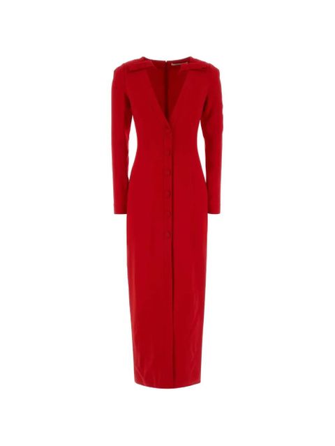 Alessandra Rich Cady V-neck button maxi dress - Red - zdjęcie produktu nr 1