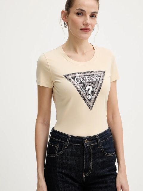 Guess t-shirt damski kolor beżowy W5BI15 J1314