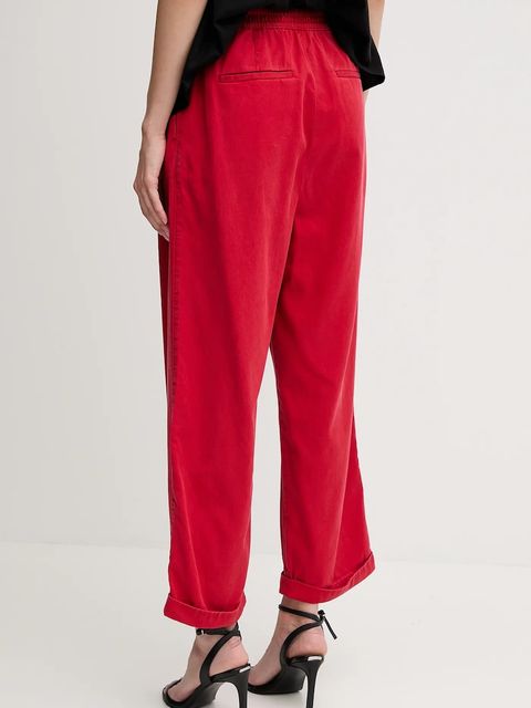 Tommy Hilfiger spodnie damskie kolor czerwony szerokie high waist WW0WW45589