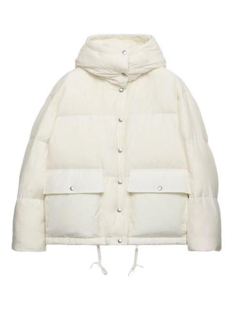 Prada hooded patch-pocket down jacket - White
