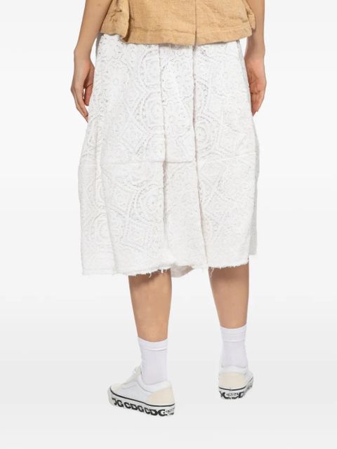 Comme Des Garçons floral-embroidered midi skirt - White