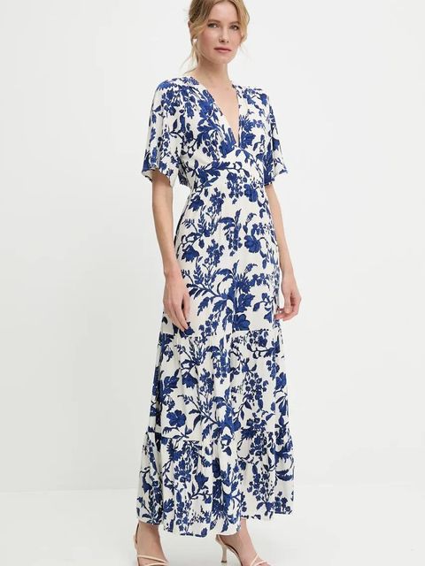 Answear.LAB sukienka kolor niebieski maxi rozkloszowana