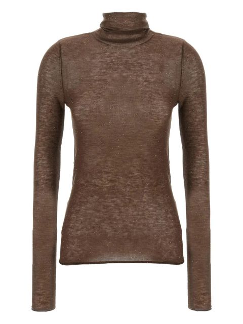PINKO sequin-embellished high-neck top - Brown - zdjęcie produktu nr 1
