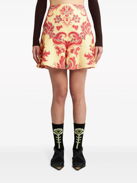 ETRO Venus-print poplin miniskirt - Yellow