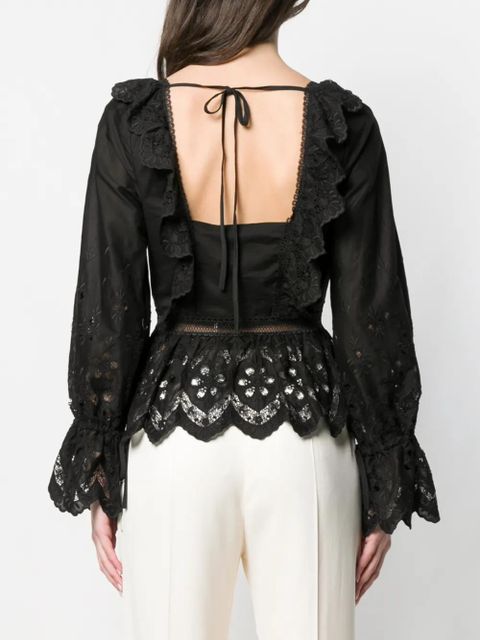 Self-Portrait lace embroidered blouse - Black - zdjęcie produktu nr 2