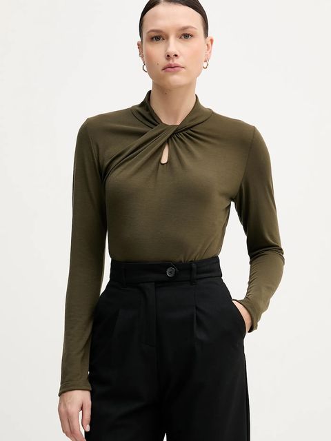 Sandro Ferrone longsleeve kolor zielony z półgolfem S98YBFSENSO - zdjęcie produktu nr 1