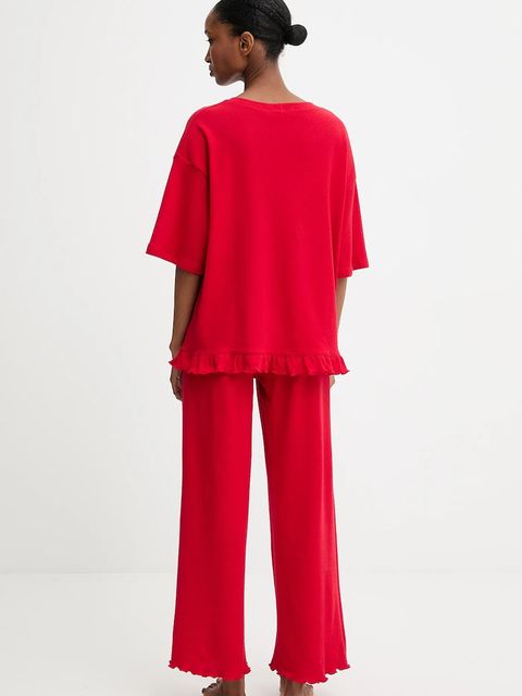 Answear Lab piżama bawełniana kolor czerwony bawełniana