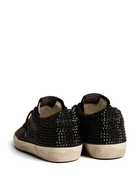 Golden Goose Super-Star in black suede with Swarovski crystals and black suede star sneakers
