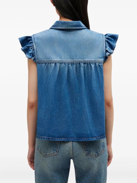 GANNI ruffled buttoned top - Blue