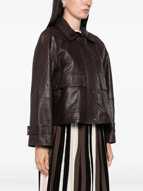 Weekend Max Mara flap-pocket leather jacket - Brown