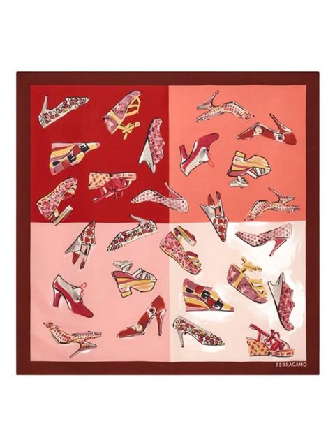 Ferragamo Genio-print silk scarf - Red - zdjęcie produktu nr 1