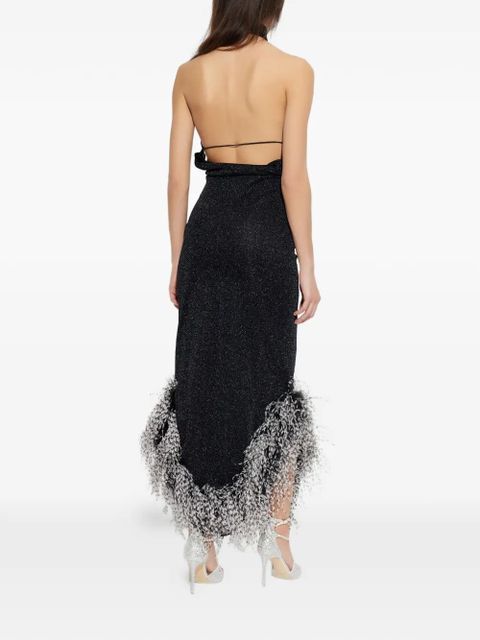 Oséree feather halterneck dress - Black