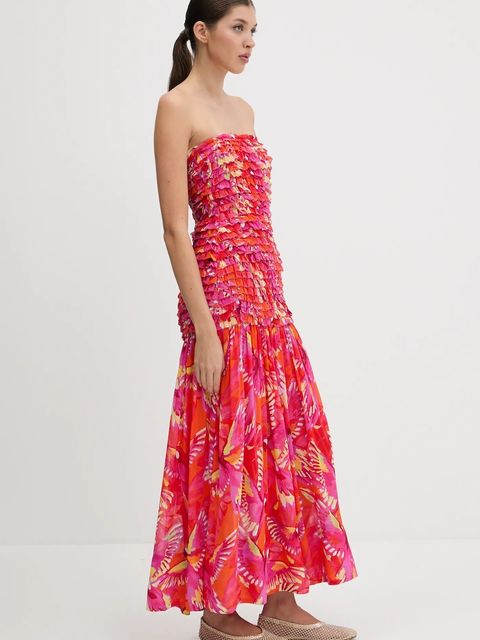 Farm Rio sukienka kolor czerwony midi rozkloszowana 336592 - zdjęcie produktu nr 2