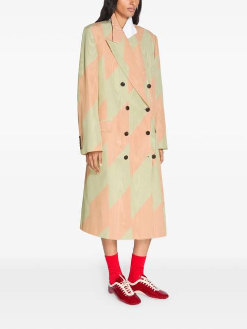 DRIES VAN NOTEN double-breasted chevron coat - Green