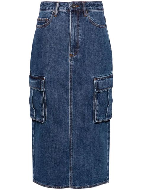 Self-Portrait cargo denim midi skirt - Blue - zdjęcie produktu nr 1