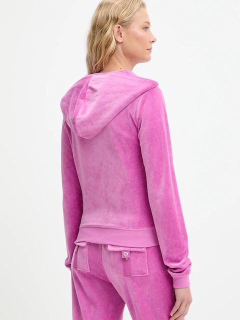 Juicy Couture bluza HERITAGE ROBYN HOODIE damska kolor różowy z kapturem z aplikacją JCSEBJ007G