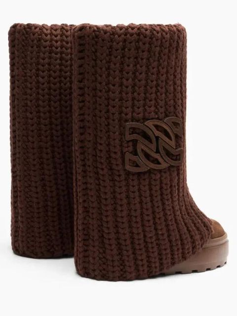 Casadei 80mm knitted platform boots - Brown