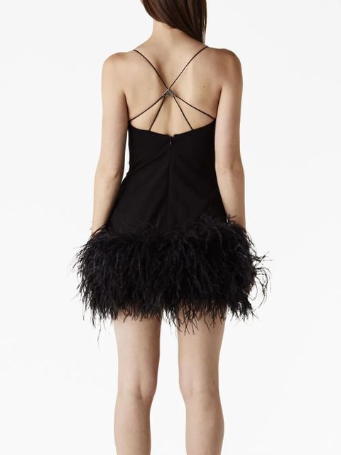 The Attico Fujiko feather-trim minidress - Black