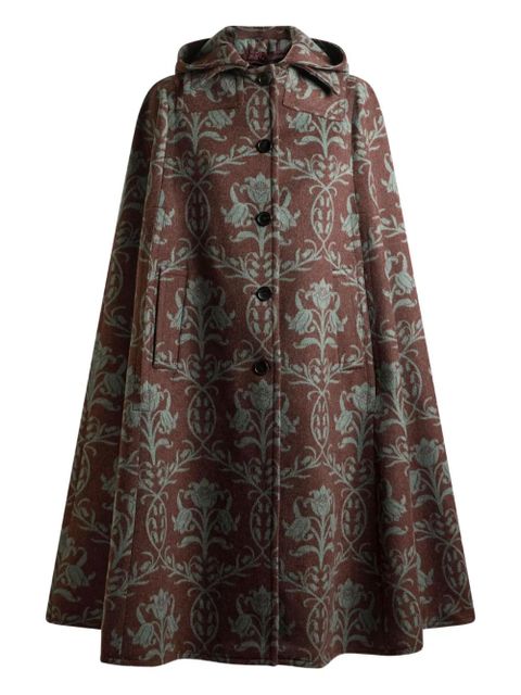 ETRO hooded floral-pattern cape - Red - zdjęcie produktu nr 1