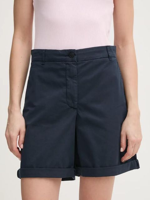 Tommy Hilfiger szorty damskie kolor granatowy gładkie high waist WW0WW42457 - zdjęcie produktu nr 1
