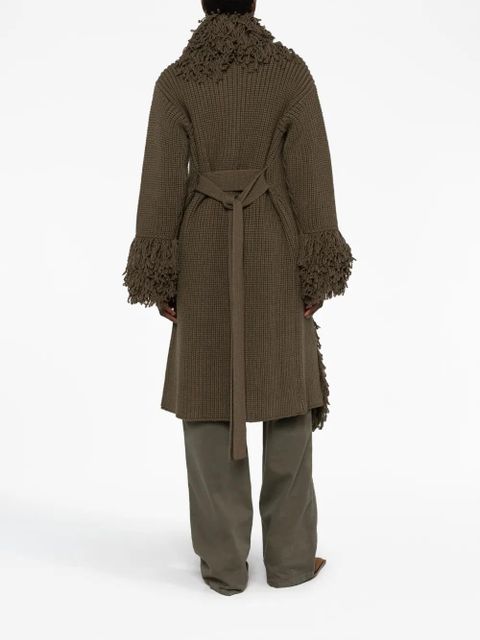 Blumarine fringe belted coat - Green